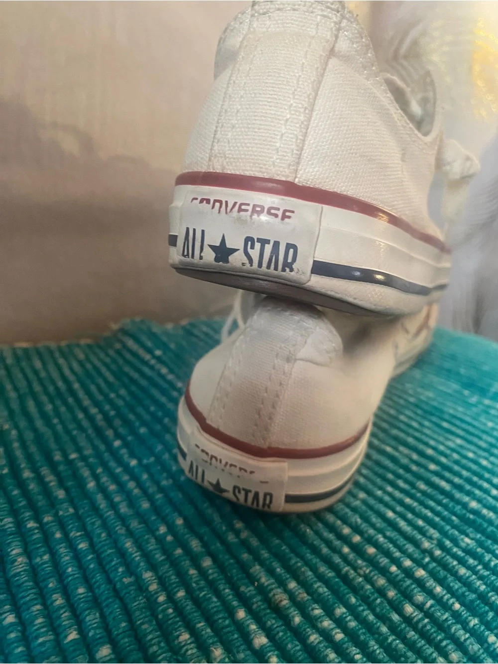 Classic Converse Kids White Canvas Sneakers with Maroon Stripe